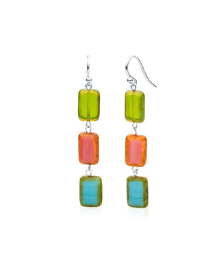 South Beach Mix Glass Rectangle Beaded Drop Earrings