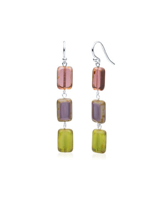 Martha's Vineyard Mix Glass Rectangle Beaded Drop Earrings