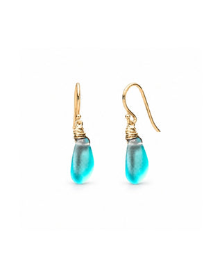 Turquoise Seaglass Petal Drop Earrings
