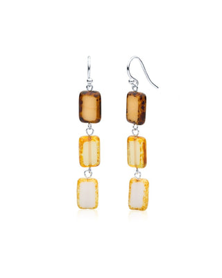 Sandy Mix Glass Rectangle Beaded Drop Earrings
