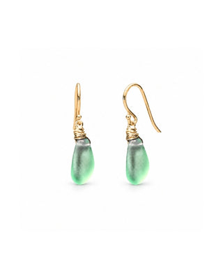 Aqua Seaglass Petal Drop Earrings