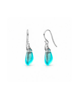 Turquoise Seaglass Petal Drop Earrings