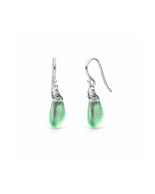 Aqua Seaglass Petal Drop Earrings