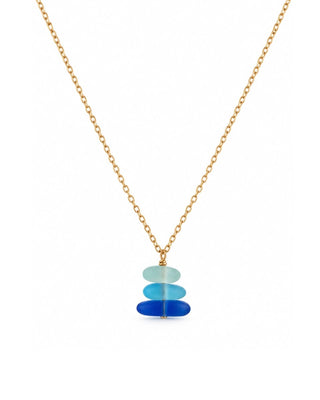 Cobalt Blue Seaglass Stack Pendant Necklace