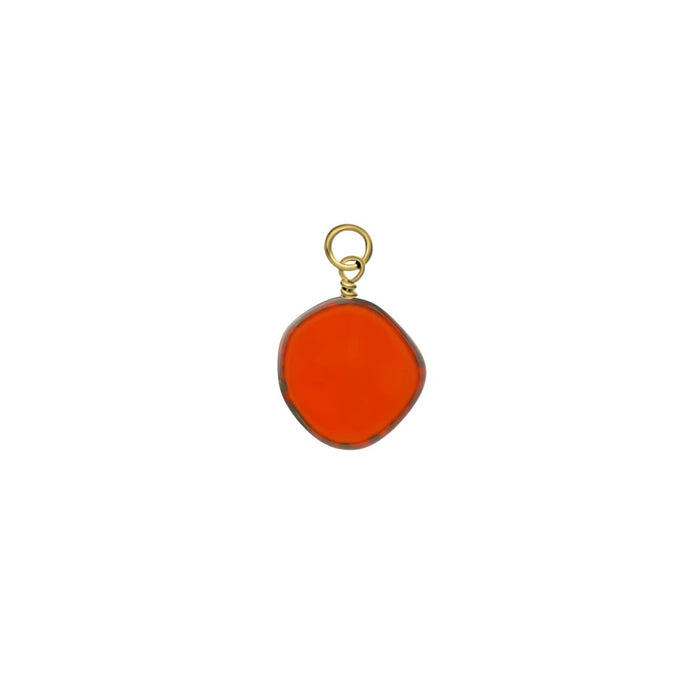 Coral Circle Glass Charm