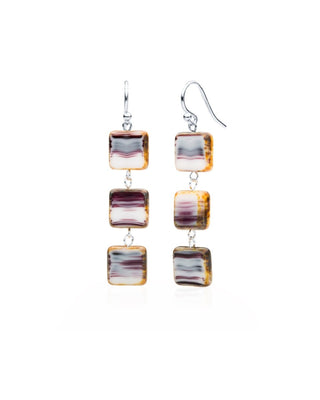 Wampalyke Glass Rectangle Beaded Drop Earrings