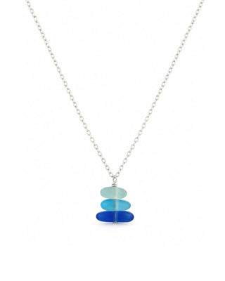 Cobalt Blue Seaglass Stack Pendant Necklace