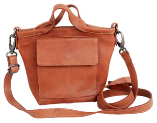 Orange Mini Leather Top Handle Crossbody Bag