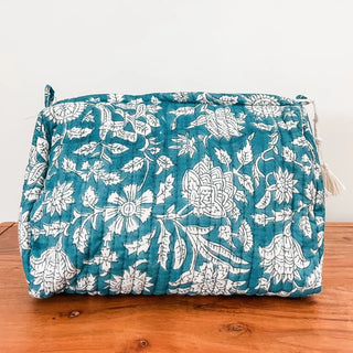 Peacock Blue Block Print Pouch