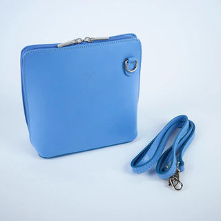 Periwinkle Mini Structured Italian Leather Crossbody Bag