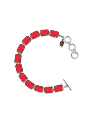 Red Beaded Bracelet, Glass Beaded Bracelet