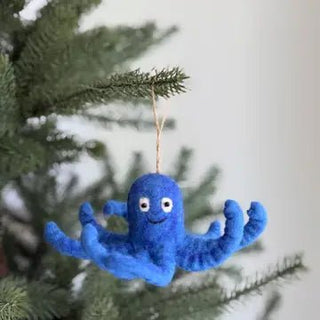 Blue Octopus Felt Ornament