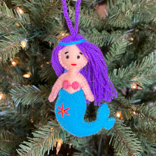 Mermaid Embroidered Wool Felt Ornament