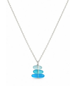 Turquoise Sea Glass Inspired Stack Pendant Necklace