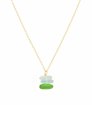 Green Seaglass Stack Pendant Necklace