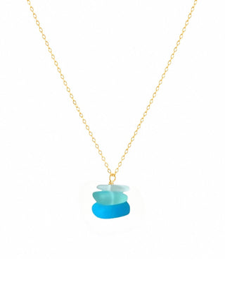 Turquoise Sea Glass Inspired Stack Pendant Necklace