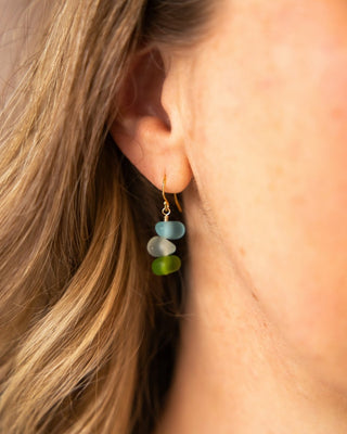 Green Seaglass Inspired Stack Earrings