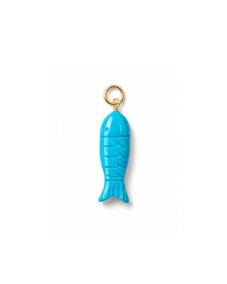 Carved Turquoise Gemstone Fish Charm