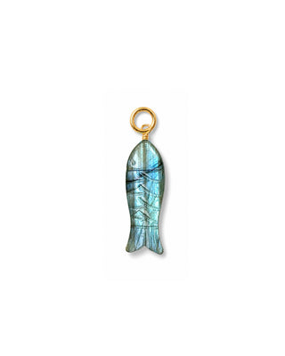 Carved Labradorite Gemstone Fish Charm