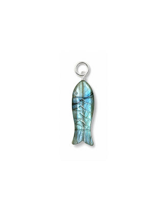Carved Labradorite Gemstone Fish Charm