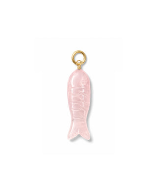 Carved Rose Quartz Gemstone Fish Charm