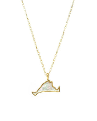 Martha's Vineyard Mother of Pearl Bezel Set Pendant Necklace