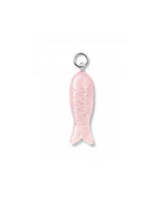 Carved Rose Quartz Gemstone Fish Charm