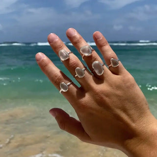 White Sea Glass Stacking Ring