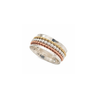 3-Toned Sterling Silver Spinner Ring