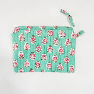 Mint Pastel Block Print Mini Pouch