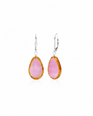 Pink Glass Beaded Teardrop Earrings