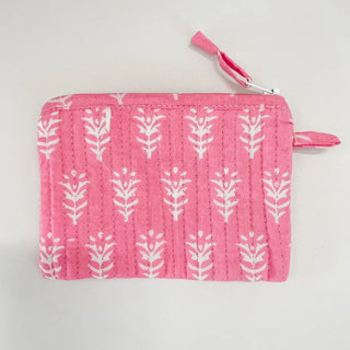 Petal Pink Block Print Mini Pouch