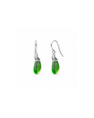 Green Seaglass Petal Drop Earrings