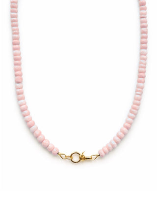 Pink Peruvian Opal Charm Holder Necklace, Charm Holder Clasp