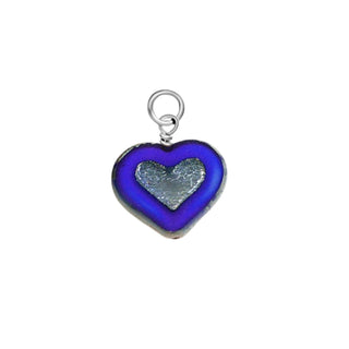 Royal Blue Glass Heart Charm