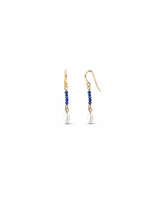 Mini Lapis & Pearl Earrings