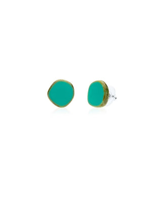 Turquoise Circle Glass Beaded Small Stud Earrings