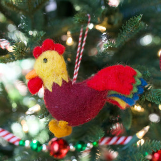 Rooster Felt Wool Holiday Ornament