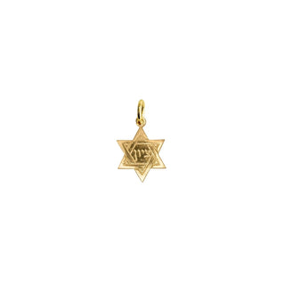 Gold Star of David pendant on a white background