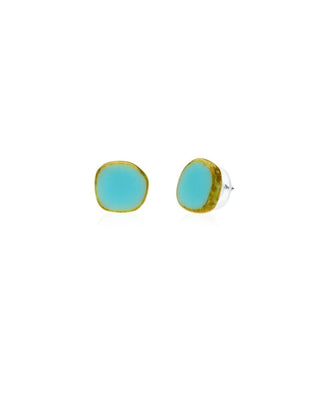 Light Sky Blue Circle Glass Beaded Small Stud Earrings