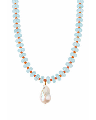 Baroque Pearl Aquamarine Two-Toned Necklace