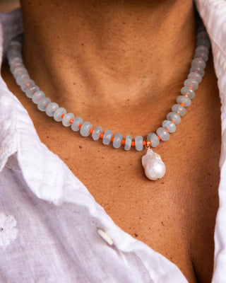 Baroque Pearl Aquamarine Two-Toned Necklace