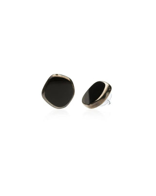 Black Circle Glass Beaded Large Stud Earrings