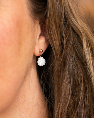 Mother of Pearl Scallop Shell Post Earrings