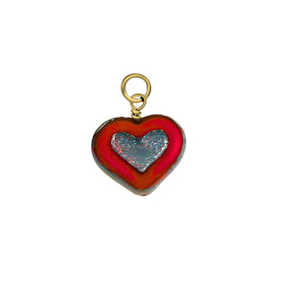 Red Glass Heart Charm