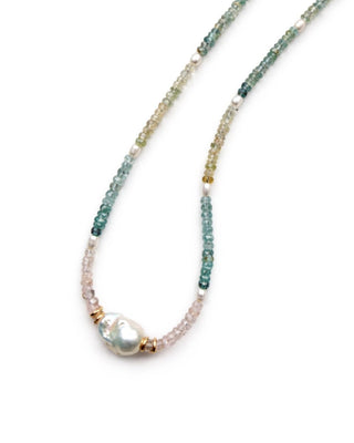 Pastel Multi Aquamarine & Pearl Necklace