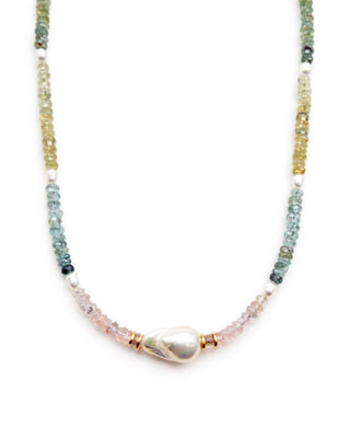 Pastel Multi Aquamarine & Pearl Necklace