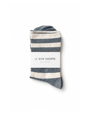 Wide Striped Simple Cotton Ankle Sock