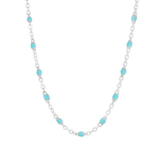 Aqua Enamel Dotted Chain Necklace
