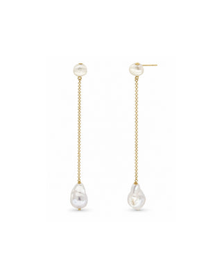 Freshwater Pearl Chain Drop Earrings